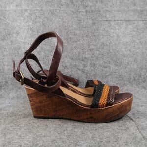 Mossimo Shoes Womens 8 Sandals Platform Wedge Ankle Strap Fashion Brown Boho